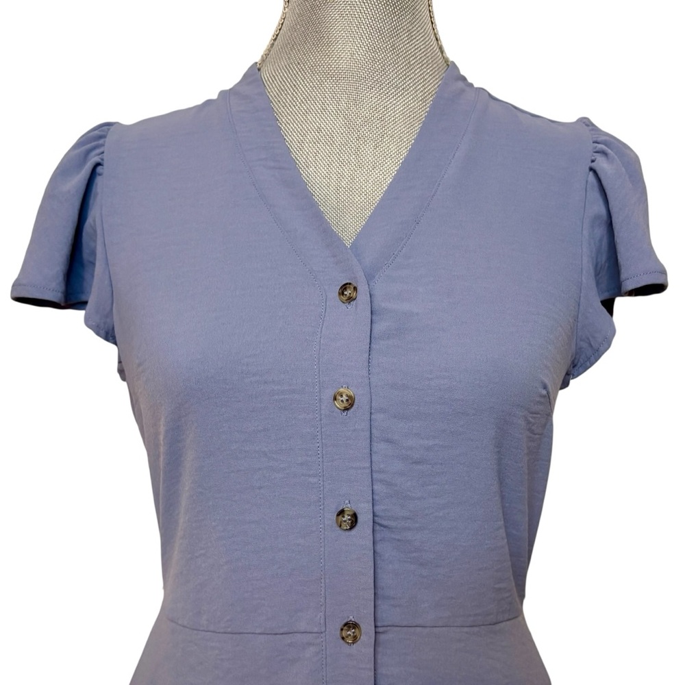 Lucky Brand Blue Buttoned A-Line Dress - Picture 2 of 11